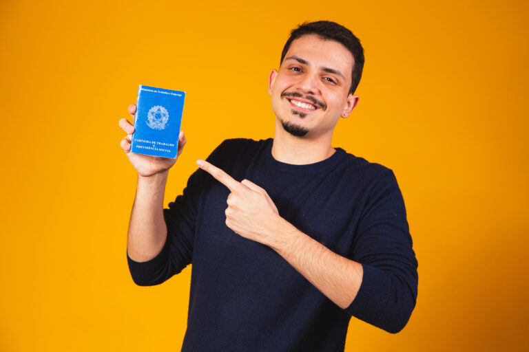 Brazilian  man with document work and social security, (Carteira